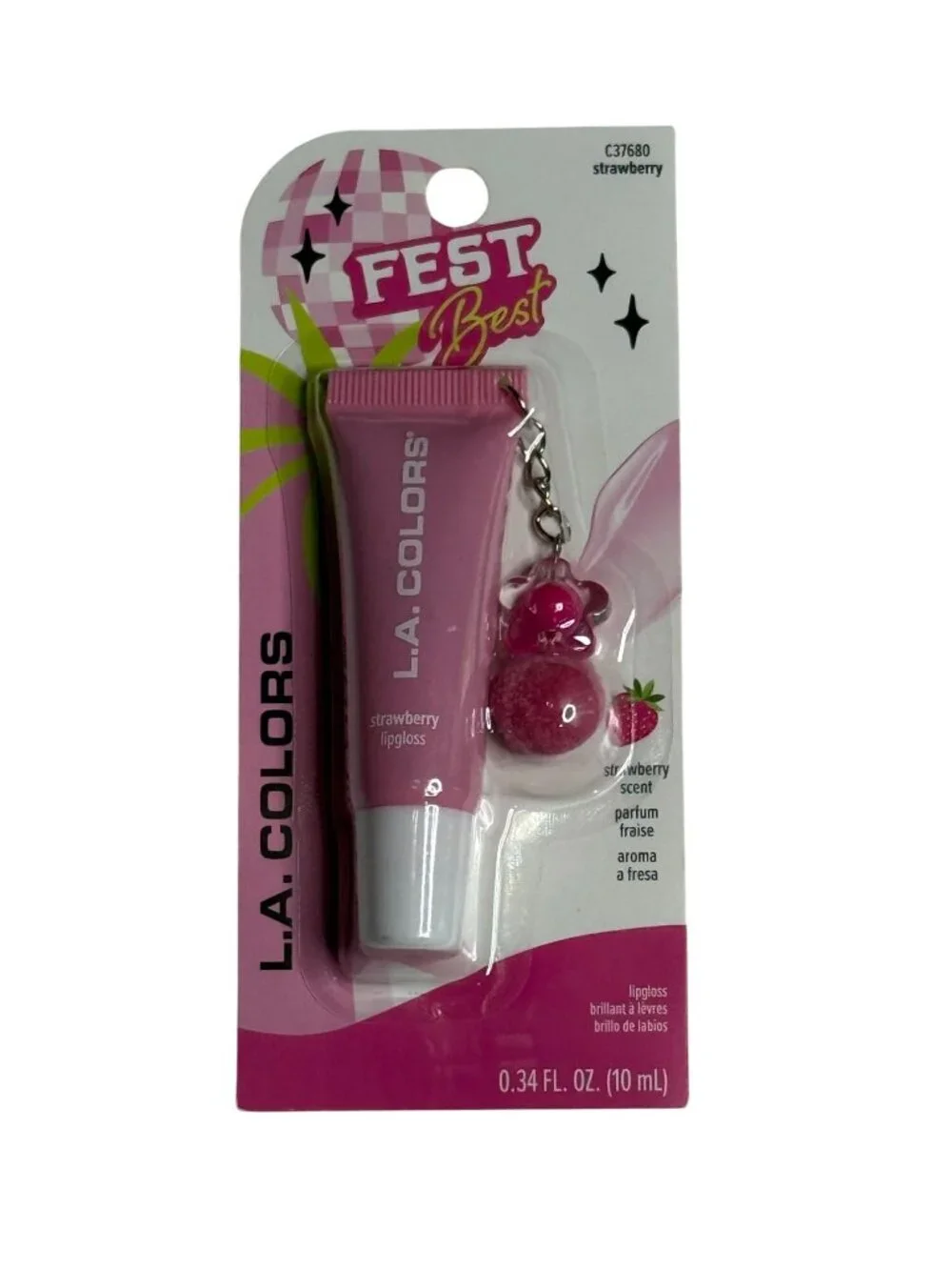 LA Colors Strawberry Lip Gloss Charm Keychain Strawberry Scent New